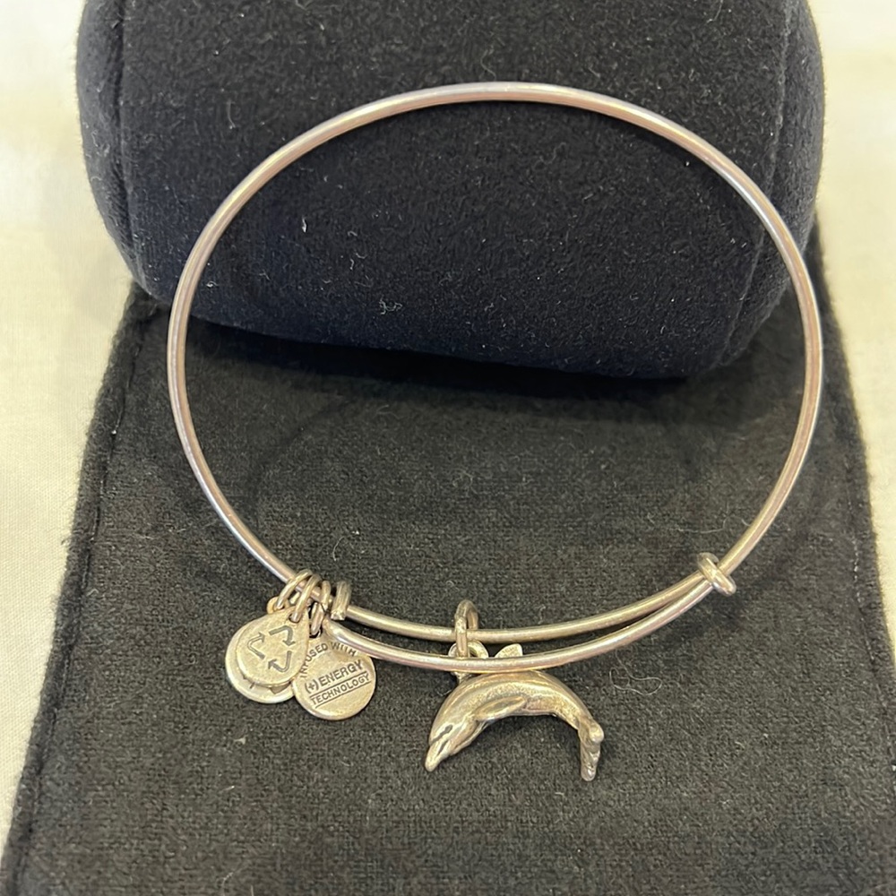 Alex and Ani silver hard to find dolphin bangle bracelet